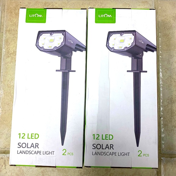 LITOM 12 LED Solar Pathway Light IP67 Waterproof Lamp Outdoor 2pk BNIB - Picture 2 of 5